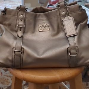 Gently used silver Coach bag